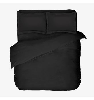 Lenjerie de pat de lux NEGRU 100% bumbac satinat 4 piese 