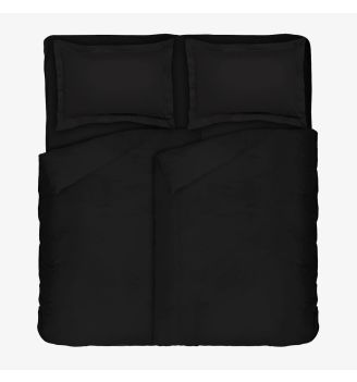 Lenjerie de pat de lux NEGRU 100% bumbac satinat 5 piese 