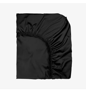 Cearsaf de pat cu elastic SATEEN NEGRU 100/200/25 cm 100% bumbac satinat