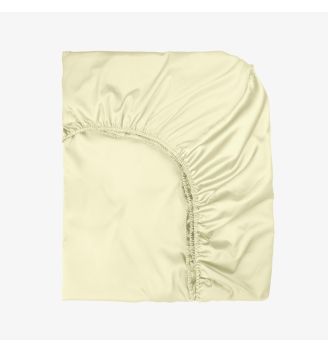 Cearsaf de pat cu elastic SATEEN ECRU 180/200/25 cm 100% bumbac satinat