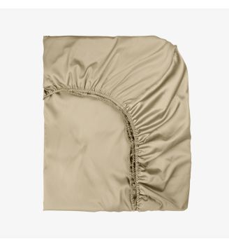 Cearsaf de pat cu elastic SATEEN TAUPE 180/200/25 cm 100% bumbac satinat