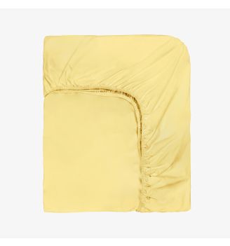 Cearșaf cu elastic GALBEN LĂMÂIE, 100% bumbac ranforce, 180/200/30 cm
