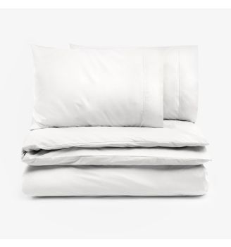 Lenjerie de pat fara cearsaf de pat ALB PERCALE 3 piese