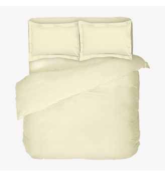 Lenjerie de pat de lux ECRU 100% bumbac satinat 4 piese 