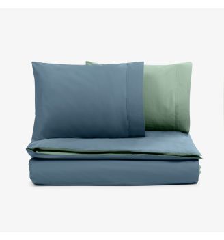 Lenjerie de pat NUANCES ALBASTRU/VERDE 100% bumbac ranforce 3 piese