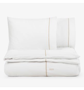 Lenjerie de pat din bumbac satinat PREMIUM ELEGANCE BEJ 3 piese 