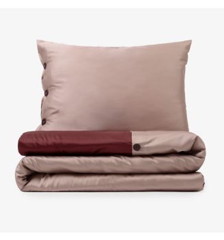 Lenjerie de pat ALLY OF DREAMS din bumbac satinat ROZE & BORDEAUX 2 piese