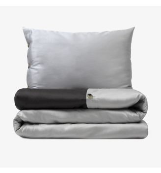 Lenjerie de pat ALLY OF DREAMS din bumbac satinat SILVERY & SMOKY 2 piese