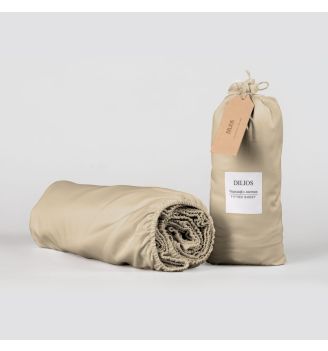 Cearsaf de pat cu elastic SATEEN TAUPE 200/200/25 cm 100% bumbac satinat