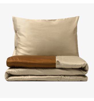 Lenjerie de pat ALLY OF DREAMS din bumbac satinat TAUPE & ANTIQUE 2 piese