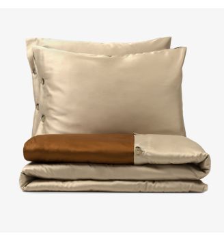 Lenjerie de pat ALLY OF DREAMS din bumbac satinat TAUPE & ANTIQUE 3 piese