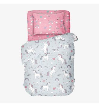 Lenjerie de pat pentru copii UNICORN  Bumbac Ranforce 100% 3 piese