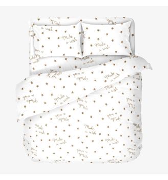 Lenjerie de pat pentru copii MAKE A WISH 2 100%  Bumbac Ranforce 4 piese