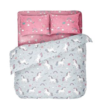 Lenjerie de pat pentru copii UNICORN  Bumbac Ranforce 100% 4 piese